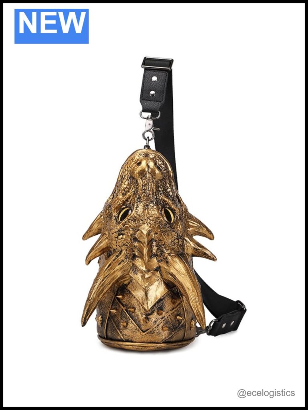 3D Dragon Head Crossbody Bag Steampunk Chain Shoulder Sling Bag
